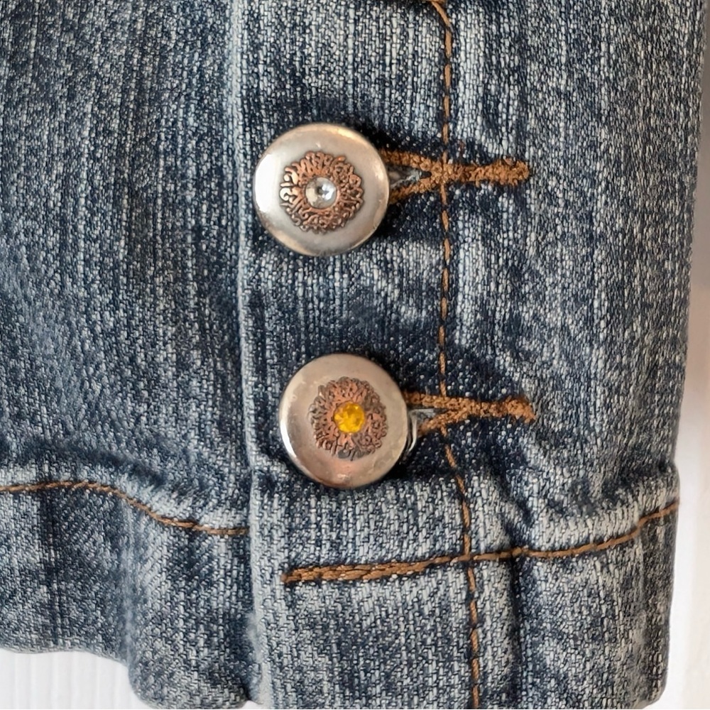 Size L Authentic Y2K Vintage Fylo Whimsigoth Denim Button Up Coat Bohemian Fairy - Picture 15 of 15